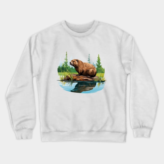 I Love Beaver Crewneck Sweatshirt by zooleisurelife